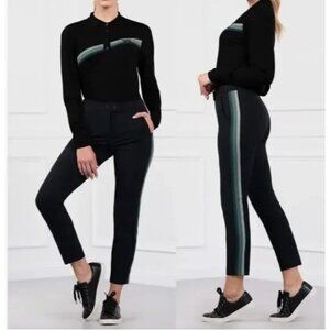 PXG Three-Color Stripe Womens Medium Performance Athletic Golf Pants Black Green